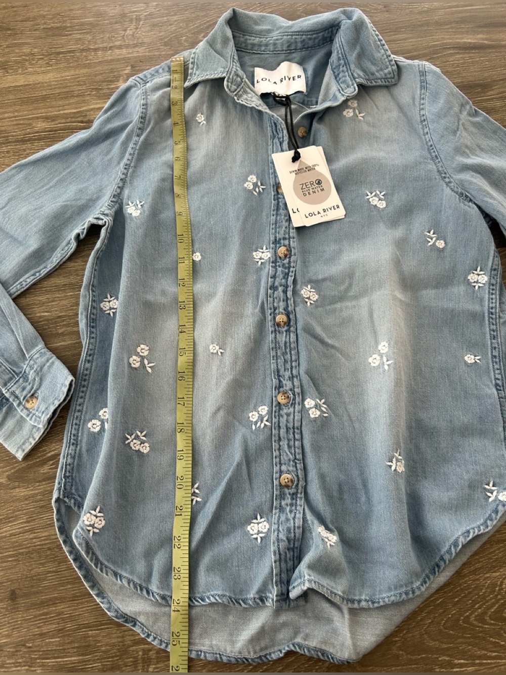 LOLA RIVER Denim Top. Size XS - Picture 4 of 6